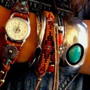 NWOT Handmade Beaded Suede Bracelet